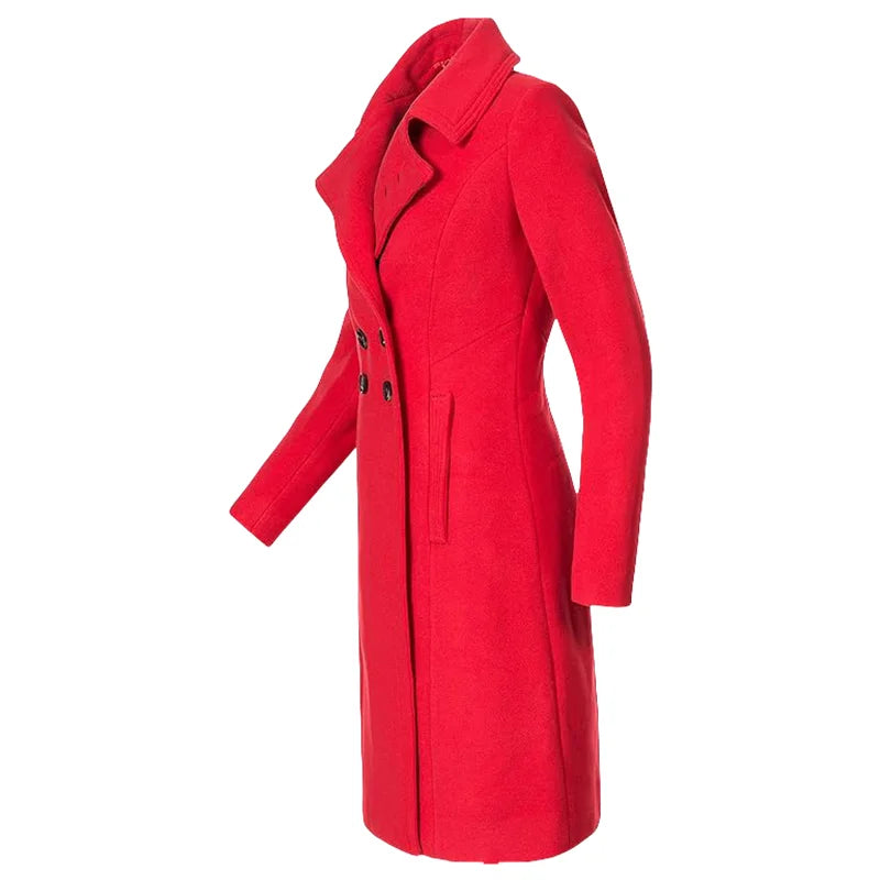 Women's Warm Winter Coat - Wool Blend Lined Jacket