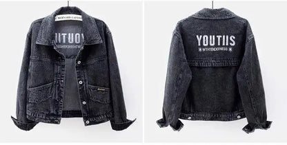 Women's Denim Coat Short Embroidery Y2K