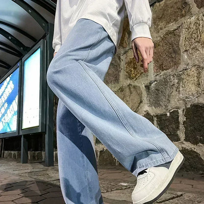 Men's Wide Leg Baggy Jeans - Korean Street Style Loose