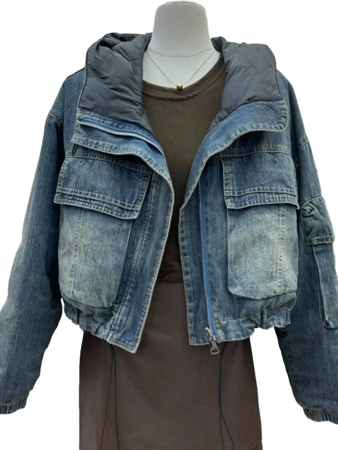 Vintage Denim Jacket Women 2025 Hooded