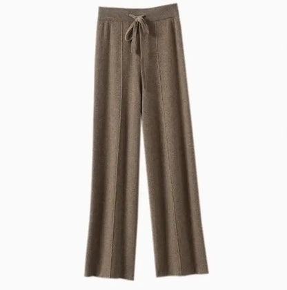 Women Pants Full Length Elastic Waist Knitted Wide Leg