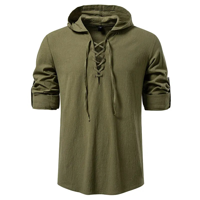 Men's Hooded Long Sleeve Pullover T-Shirt
