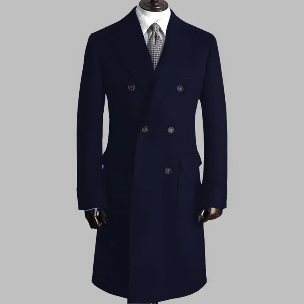 Men's Trench Coat - Notched Lapel Double-Breasted Jacket