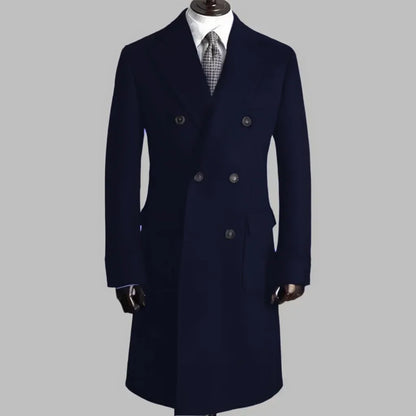 Men's Trench Coat - Notched Lapel Double-Breasted Jacket