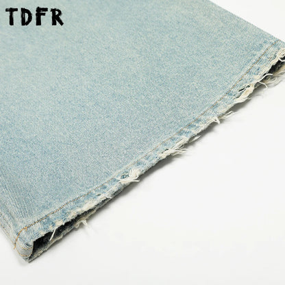 Men's Ripped Straight Jeans - Pocket Retro Casual Distressed