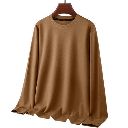 Men's Waffle Round Neck Long Sleeve T-Shirt 4XL
