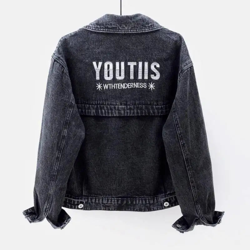 Women's Denim Coat Short Embroidery Y2K