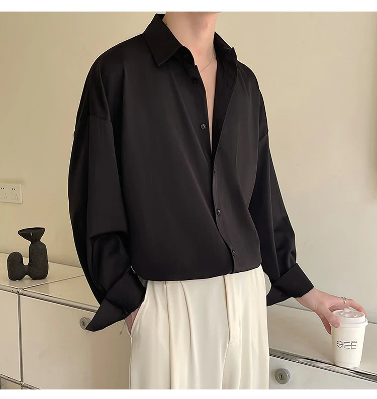 Men's Oversized Ice Silk Formal Shirt