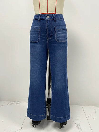 Women's High-Waisted Jeans 2025 Spring Wide-Leg Retro