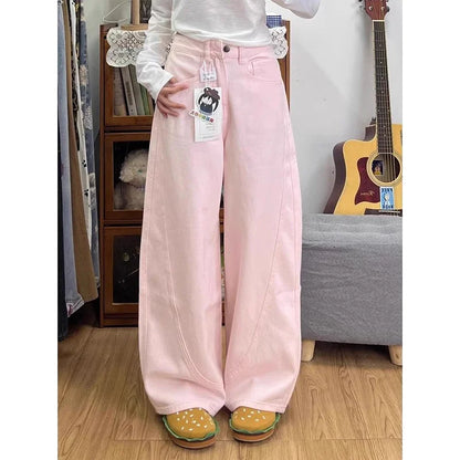 Women's Curvy Y2K Jeans - Baggy Cropped Pastel Colored