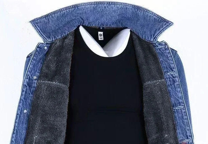 Men's Wool-Lined Denim Jacket - Winter