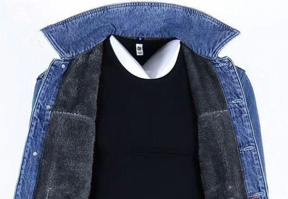 Men's Wool-Lined Denim Jacket - Winter