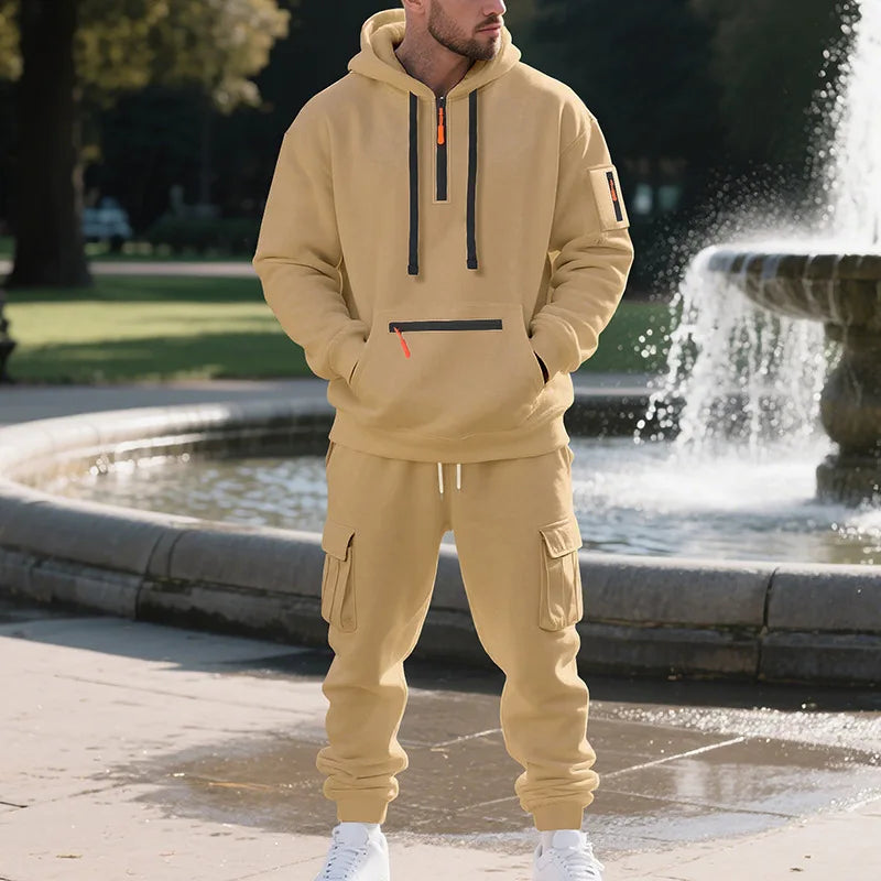 Men's Fleece Zipper Sportswear Suit Set