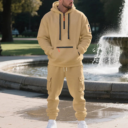 Men's Fleece Zipper Sportswear Suit Set