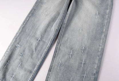 Men's Retro Embroidered Workwear Jeans