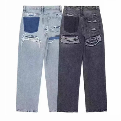 Jeans Women Denim Pant Straight Trousers Wide Leg High Waist Y2K
