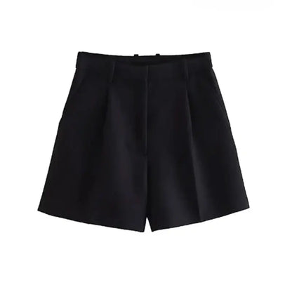 Women's Bermuda Shorts - Vintage High Waist Side Pocket Shorts