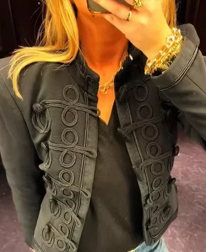 Retro Denim Military Jacket Women 2026