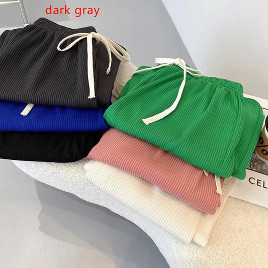 Women Pants High Stretch Waist Wide Leg Summer