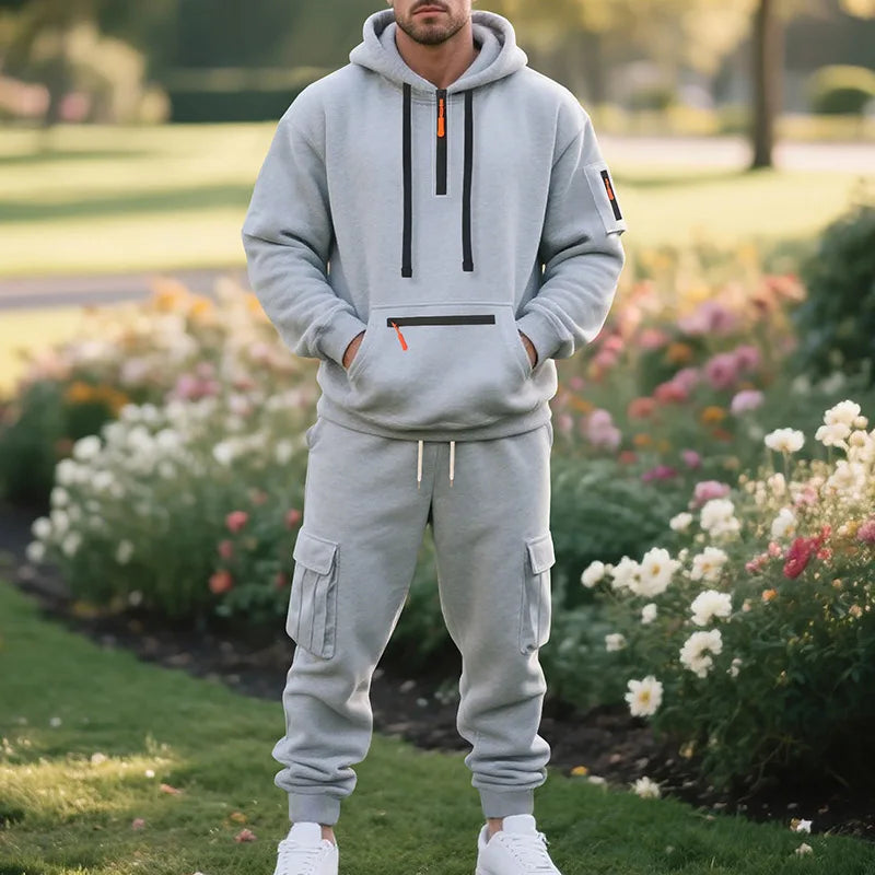 Men's Fleece Zipper Sportswear Suit Set