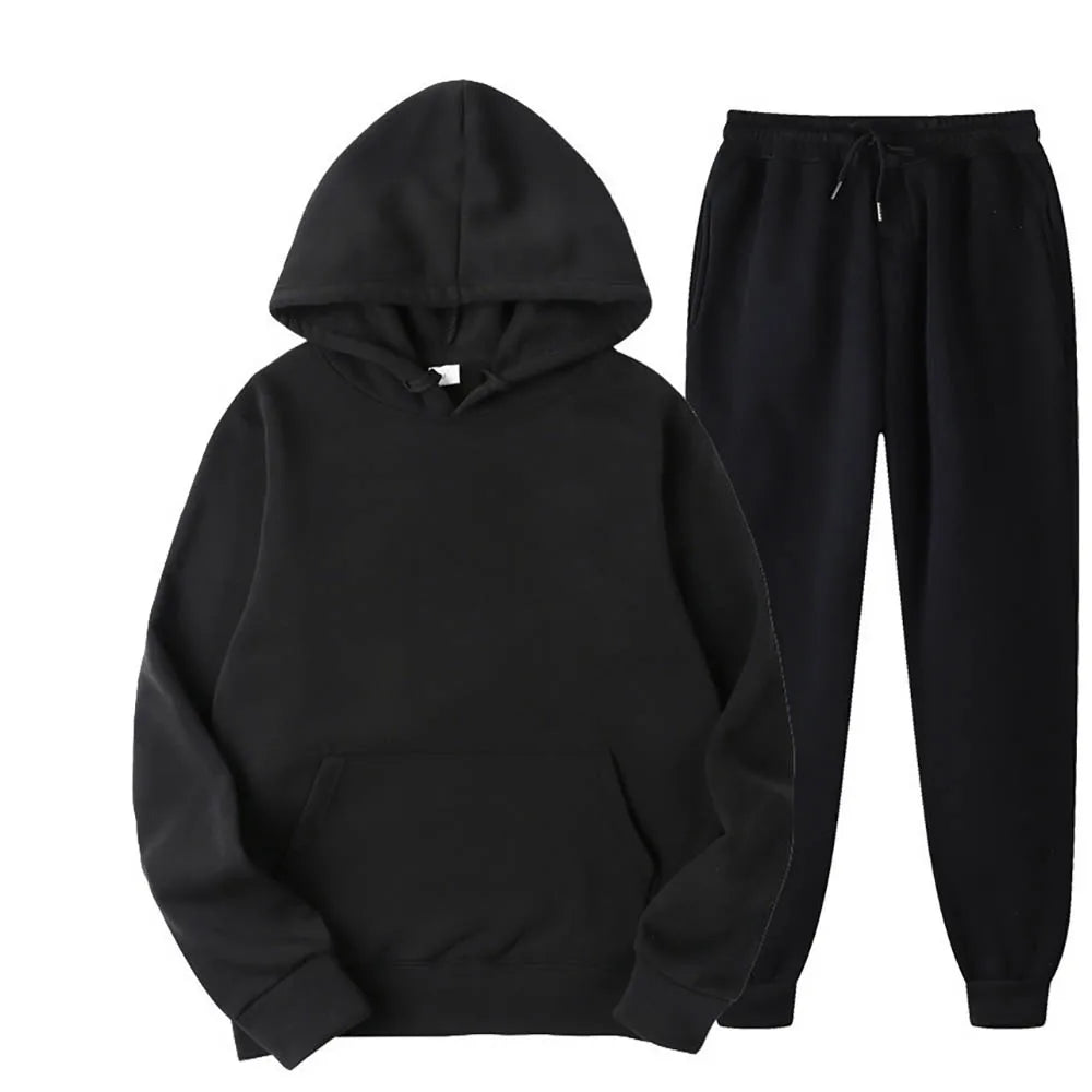 Men's Hoodie & Drawstring Pants Tracksuit Set