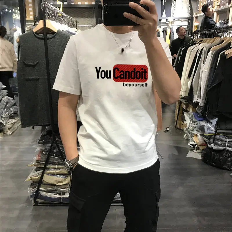 Kişi Üçün T-shirt Kişi Köynəkləri Qara 100% Pambıq Ağ Geyim Üst Hərfli Küçə Geyimi Dairəvi Yaxa Vintage Rok Yüksək Keyfiyyətli Loqosuz
