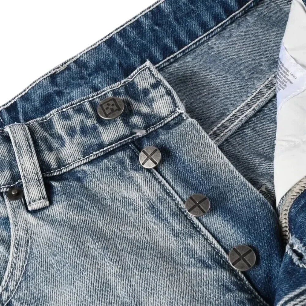 Men's Embroidered Straight-Leg Jeans