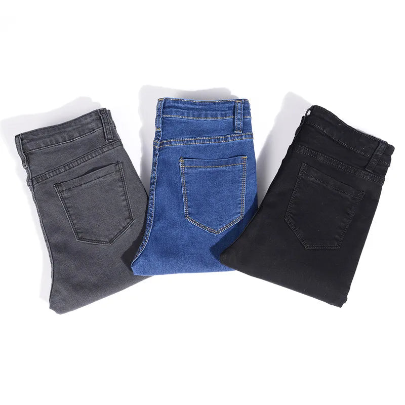 Jeans For Women Mom Jeans Blue Gray Black High Elastic