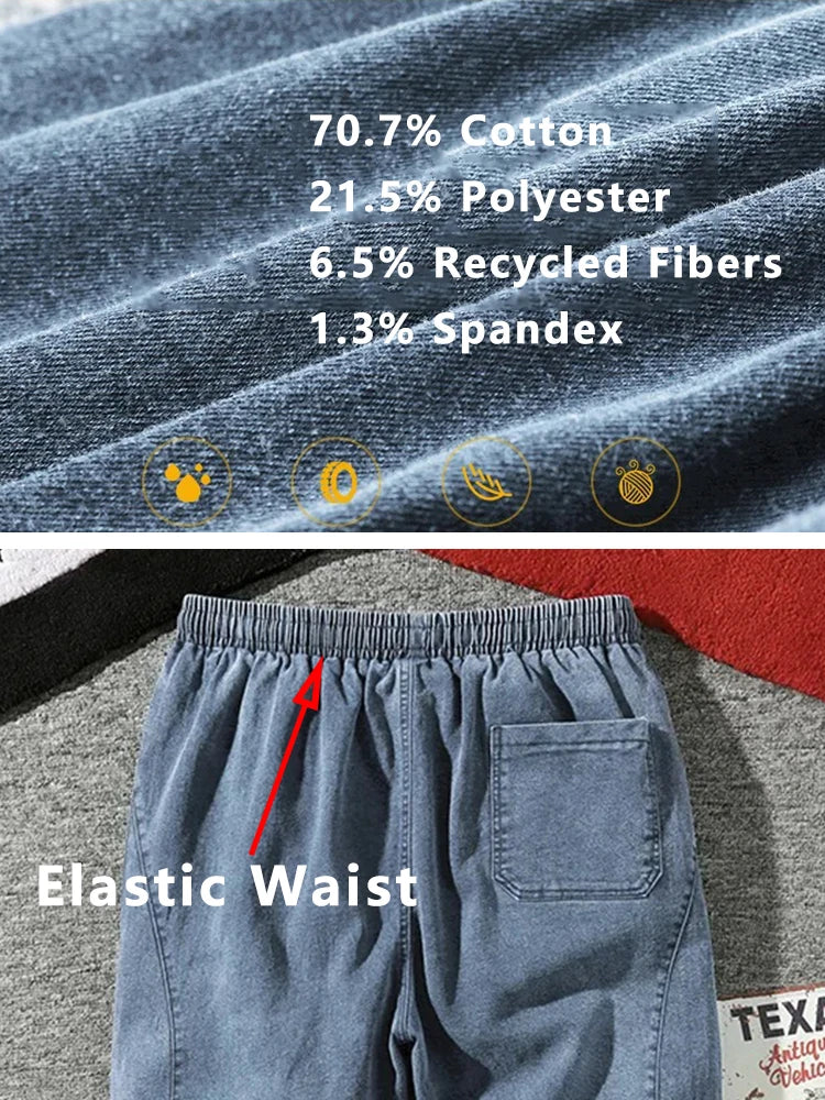 Spring Summer Black Blue Cargo Jeans Men - Streetwear Denim Jogger