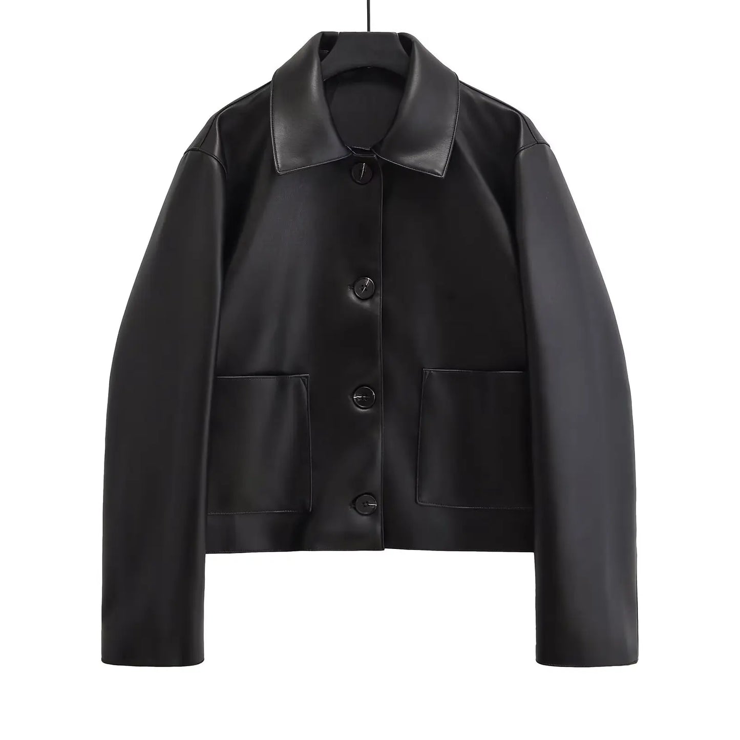 Women's Autumn Leather PU Imitation Leather Loose Black Jacket Motorcycle Coat Autumn Fashion Jackets