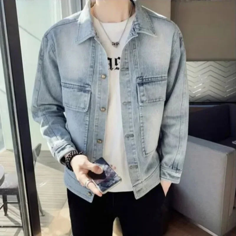 Men's Denim Jacket Short - Casual Slim Korean