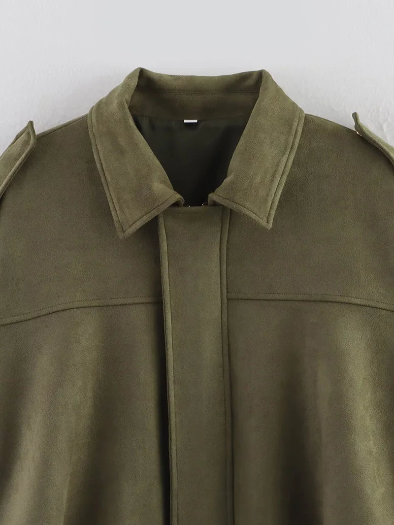 Qadın Bomber Gödəkçələri Paltolar Moda Vintage Dəbli Yaxalıq