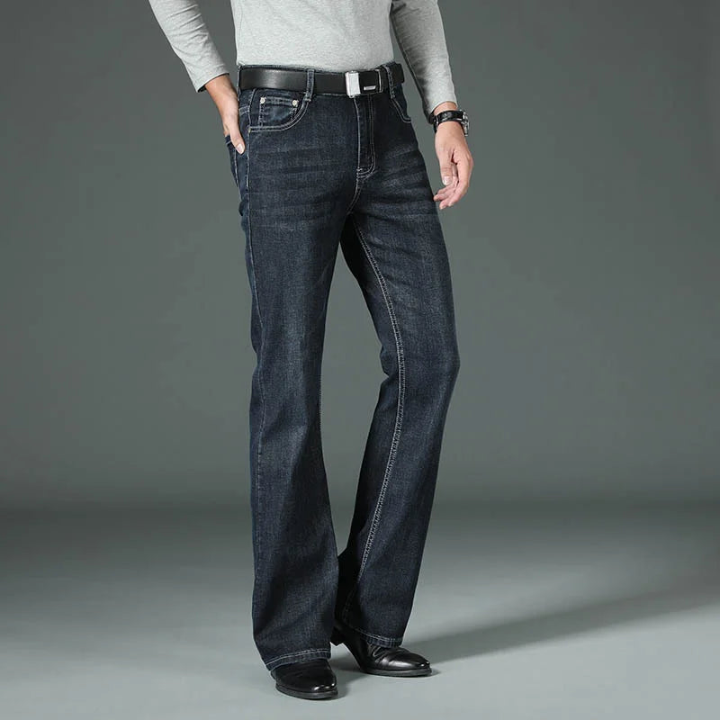 Men's Flared Boot Cut Jeans - Designer Classic High Waist