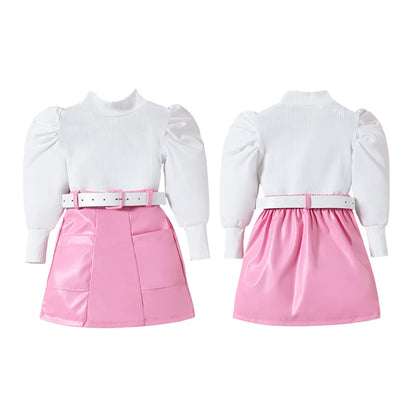 Girls' Long Sleeve Shirt & Skirt Outfit Set