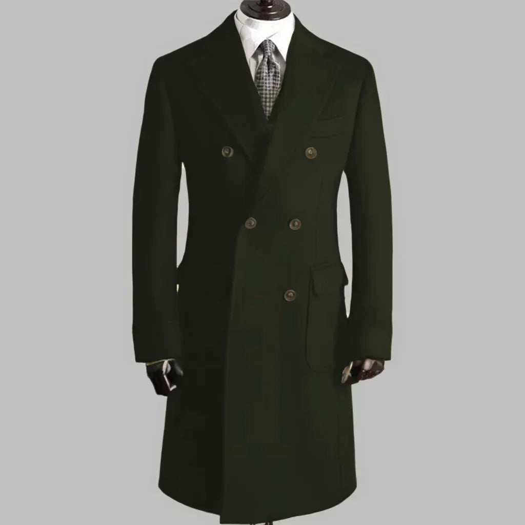 Men's Trench Coat - Notched Lapel Double-Breasted Jacket