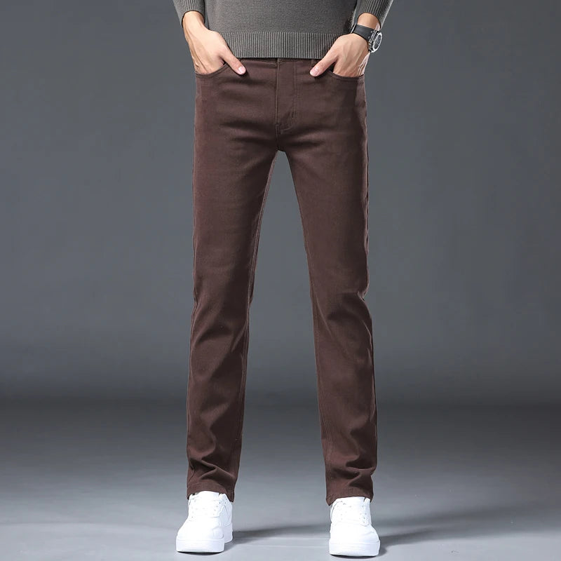 Wine Red Jeans Men - Fashion Casual Classic Business Straight