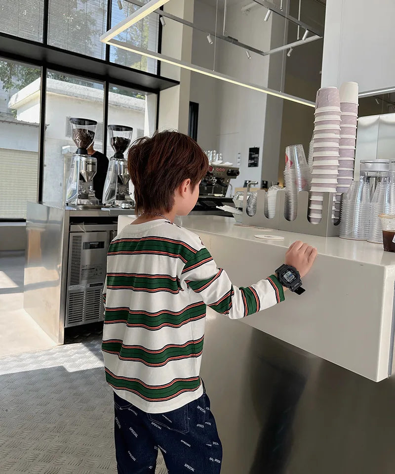 Kids Striped Cotton Long Sleeve T-Shirt 2-7Y