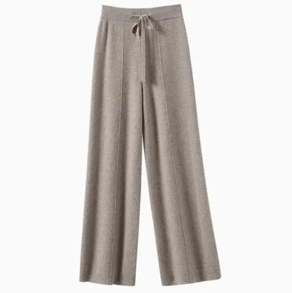 Women Pants Full Length Elastic Waist Knitted Wide Leg