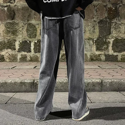 Men's Wide Leg Baggy Jeans - Korean Street Style Loose