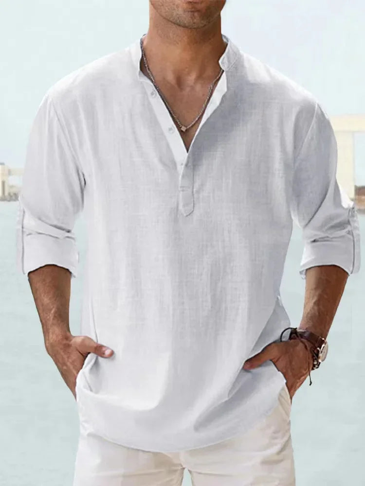 Men's Breathable Basic Cotton Long Sleeve Shirt