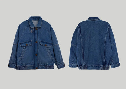 Amerika Yüksək Ucuz Denim Pencək Qadın Retro