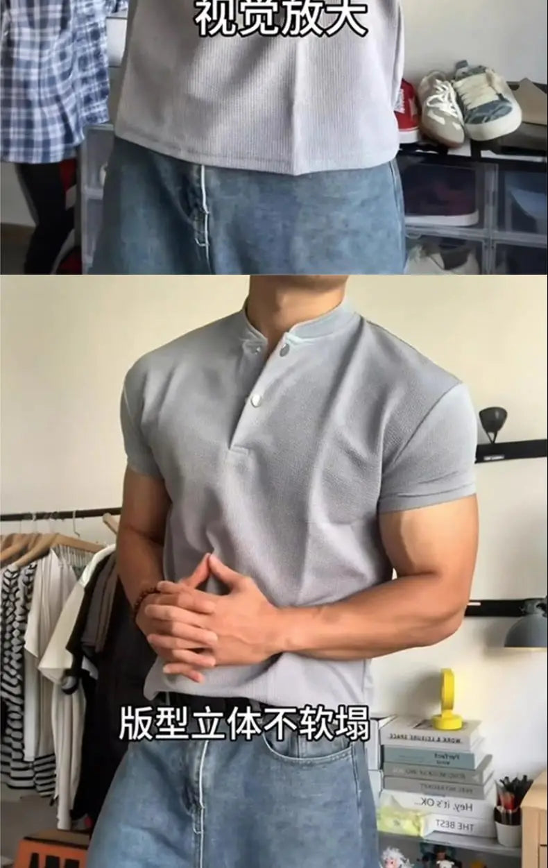 Men's American Style Sports Three-Quarter Sleeve T-Shirt