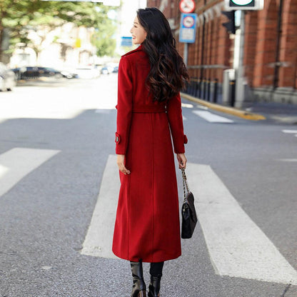 Women's Long Wool Coat - Korean Fashion Winter Coat