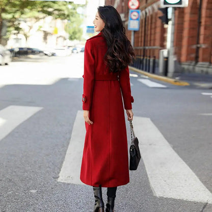 Women's Long Wool Coat - Korean Fashion Winter Coat