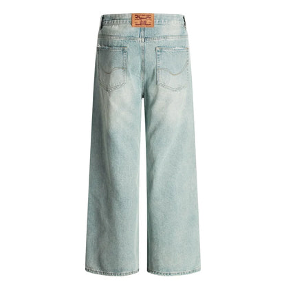 Men's Ripped Straight Jeans - Pocket Retro Casual Distressed