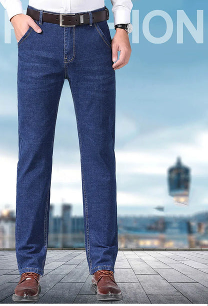 Men's Casual Stretch Jeans - Classic Blue & Black Denim