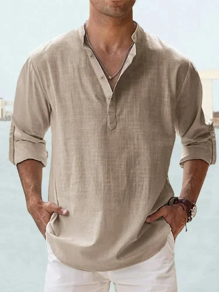 Men's Breathable Basic Cotton Long Sleeve Shirt