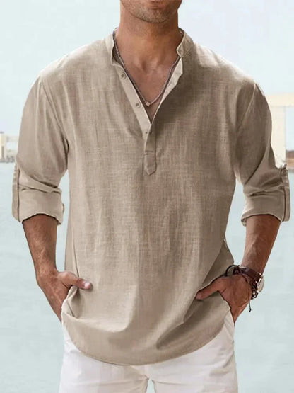 Men's Breathable Basic Cotton Long Sleeve Shirt