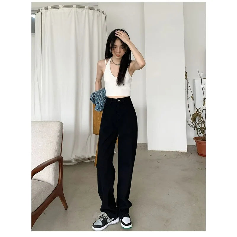 Women Denim Jeans 2025 Autumn Winter High Waist Wide Leg