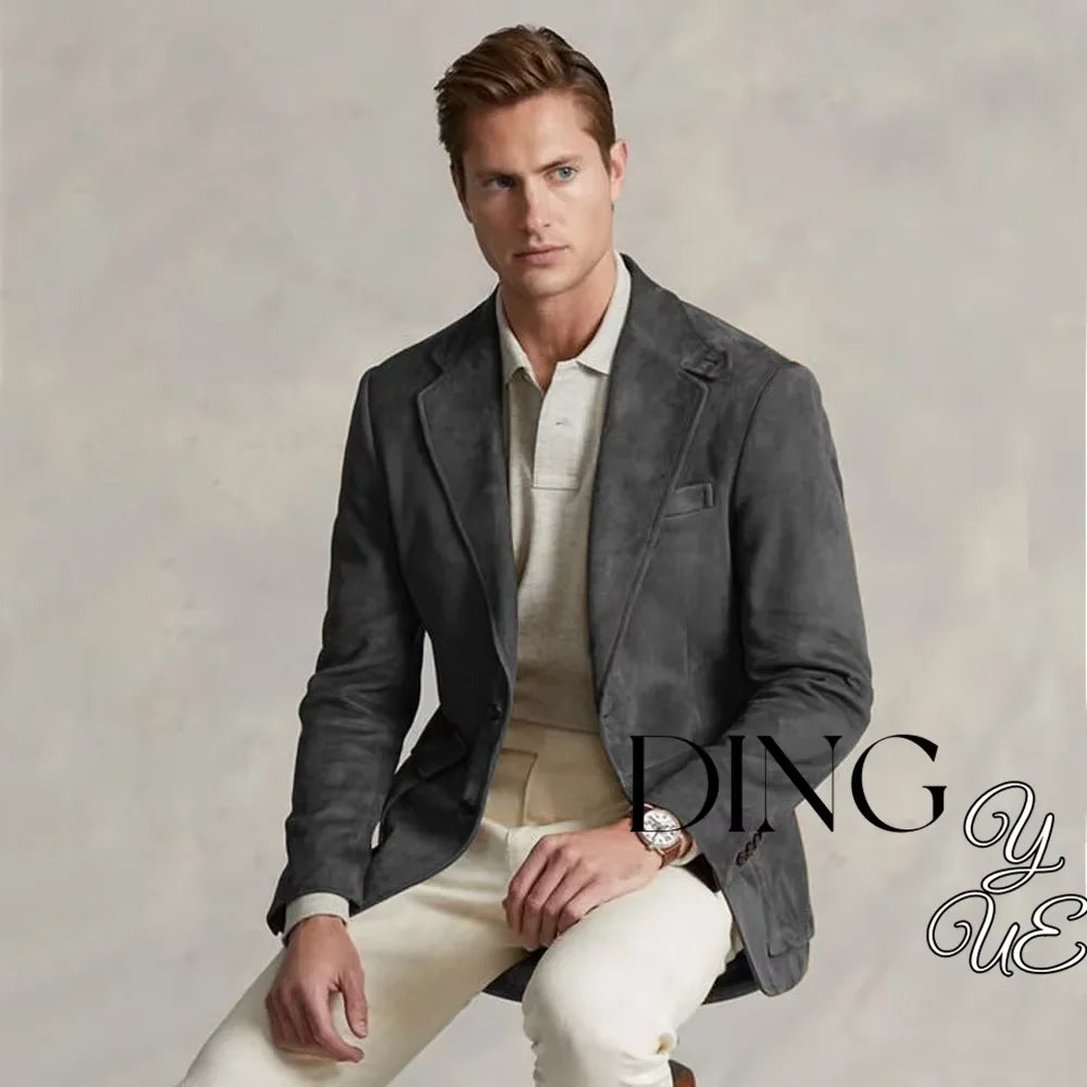 Men's Suede Single Breasted Luxury Blazer